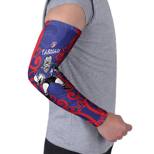 Tasman Custom Rugby New Zealand Arm Sleeves Aotearoa Maori Pukana Tiki Mascot
