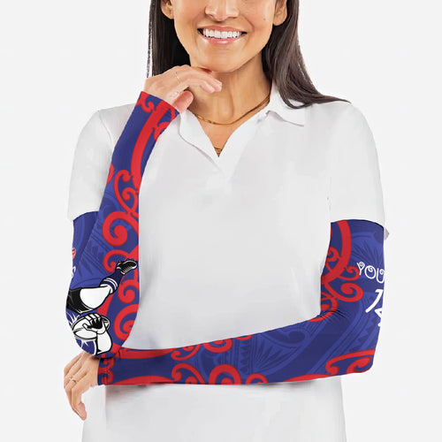 Tasman Custom Rugby New Zealand Arm Sleeves Aotearoa Maori Pukana Tiki Mascot