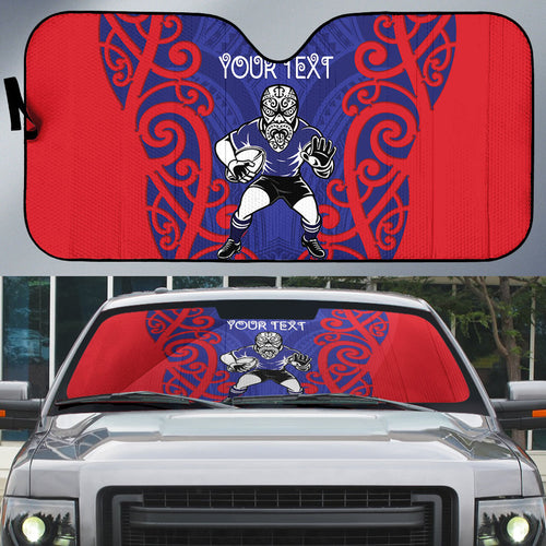 Tasman Custom Rugby New Zealand Auto Sun Shade Aotearoa Maori Pukana Tiki Mascot