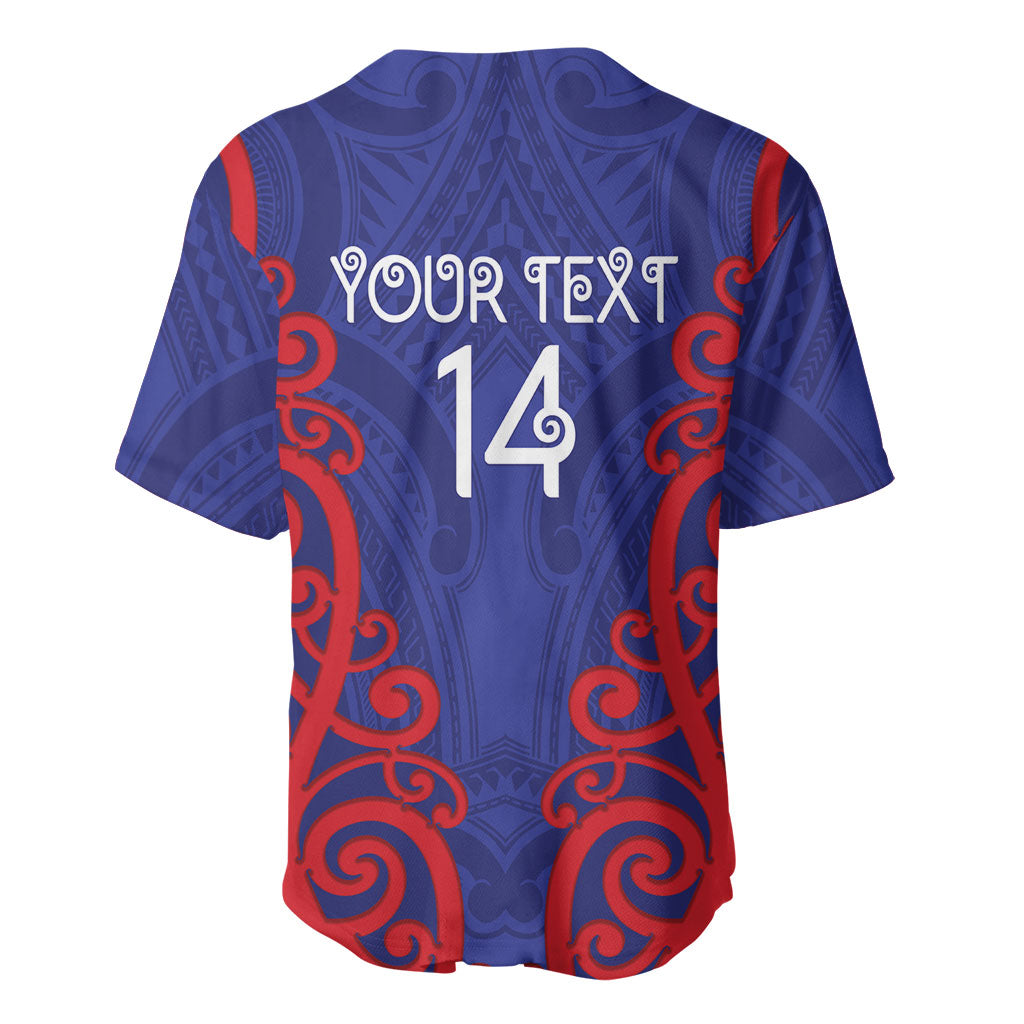 Tasman Custom Rugby New Zealand Baseball Jersey Aotearoa Maori Pukana Tiki Mascot