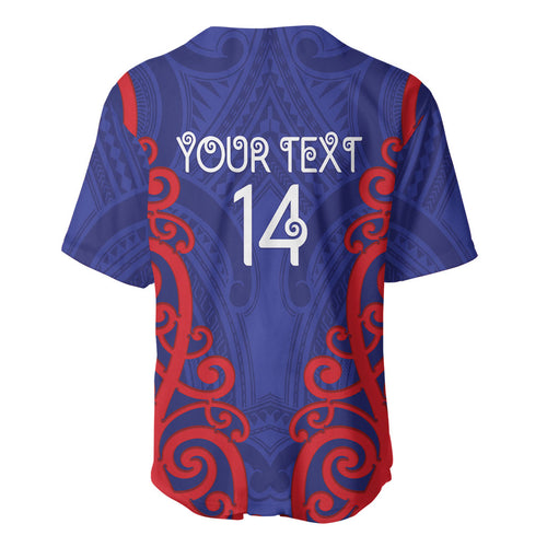 Tasman Custom Rugby New Zealand Baseball Jersey Aotearoa Maori Pukana Tiki Mascot