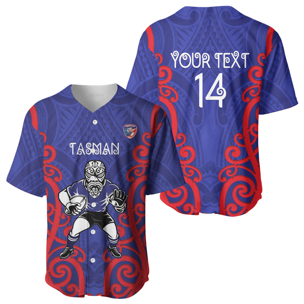 Tasman Custom Rugby New Zealand Baseball Jersey Aotearoa Maori Pukana Tiki Mascot