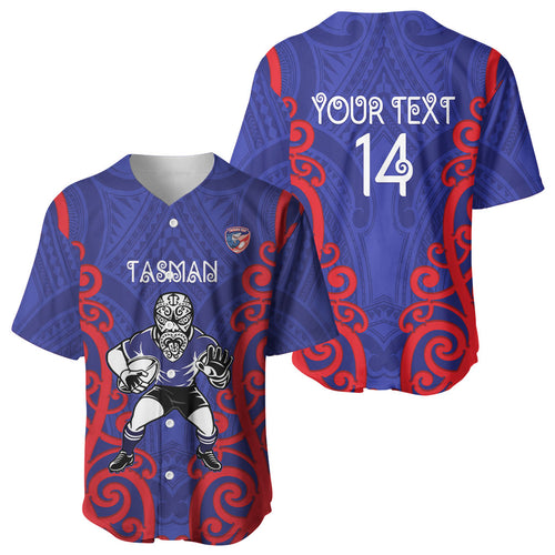 Tasman Custom Rugby New Zealand Baseball Jersey Aotearoa Maori Pukana Tiki Mascot