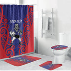 Tasman Custom Rugby New Zealand Bathroom Set Aotearoa Maori Pukana Tiki Mascot