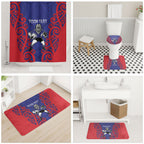 Tasman Custom Rugby New Zealand Bathroom Set Aotearoa Maori Pukana Tiki Mascot