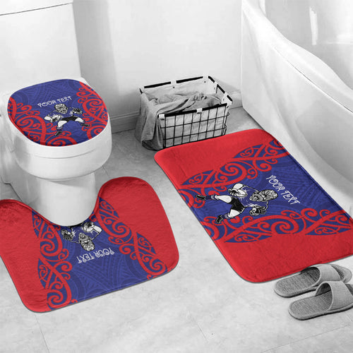 Tasman Custom Rugby New Zealand Bathroom Set Aotearoa Maori Pukana Tiki Mascot