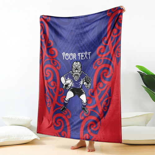 Tasman Custom Rugby New Zealand Blanket Aotearoa Maori Pukana Tiki Mascot