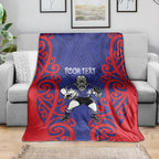 Tasman Custom Rugby New Zealand Blanket Aotearoa Maori Pukana Tiki Mascot