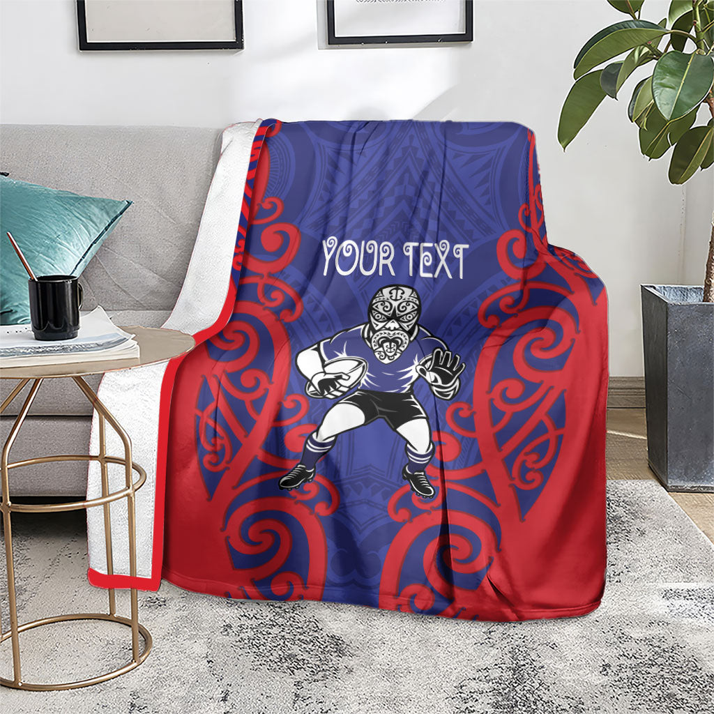 Tasman Custom Rugby New Zealand Blanket Aotearoa Maori Pukana Tiki Mascot