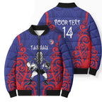 Tasman Custom Rugby New Zealand Bomber Puffer Jacket Aotearoa Maori Pukana Tiki Mascot