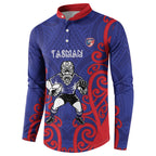 Tasman Custom Rugby New Zealand Button Sweatshirt Aotearoa Maori Pukana Tiki Mascot