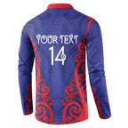 Tasman Custom Rugby New Zealand Button Sweatshirt Aotearoa Maori Pukana Tiki Mascot