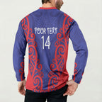 Tasman Custom Rugby New Zealand Button Sweatshirt Aotearoa Maori Pukana Tiki Mascot