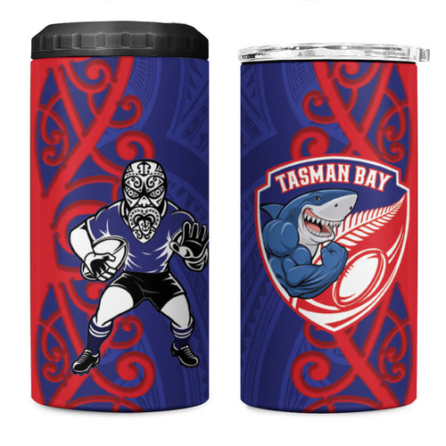 Tasman Custom Rugby New Zealand 4 in 1 Can Cooler Tumbler Aotearoa Maori Pukana Tiki Mascot