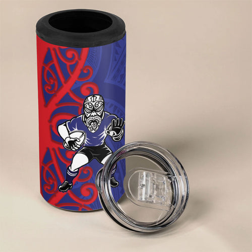 Tasman Custom Rugby New Zealand 4 in 1 Can Cooler Tumbler Aotearoa Maori Pukana Tiki Mascot