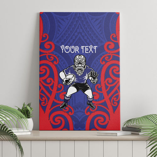 Tasman Custom Rugby New Zealand Canvas Wall Art Aotearoa Maori Pukana Tiki Mascot