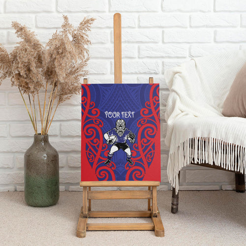 Tasman Custom Rugby New Zealand Canvas Wall Art Aotearoa Maori Pukana Tiki Mascot