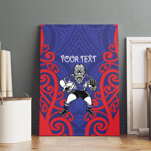 Tasman Custom Rugby New Zealand Canvas Wall Art Aotearoa Maori Pukana Tiki Mascot