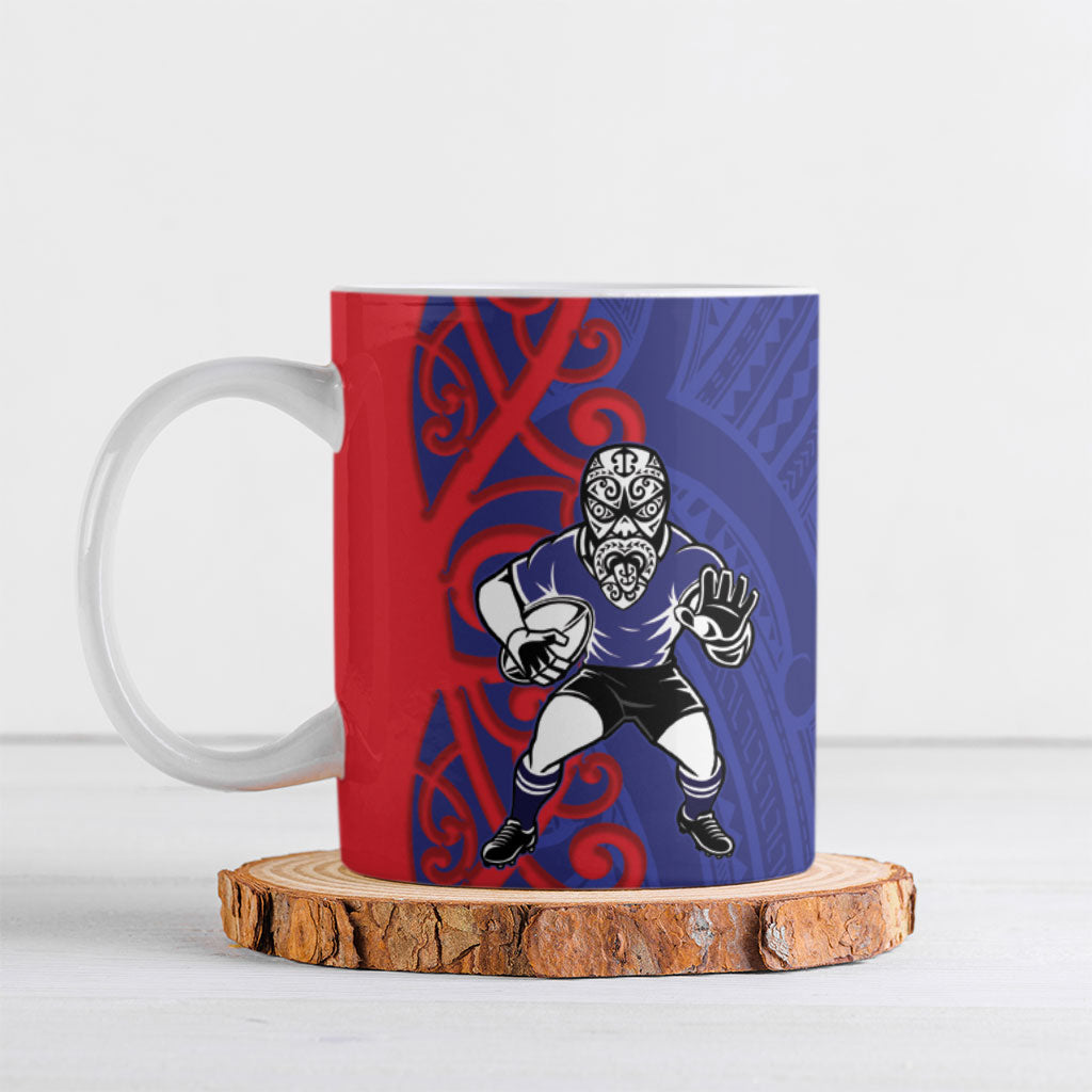 Tasman Custom Rugby New Zealand Ceramic Mug Aotearoa Maori Pukana Tiki Mascot
