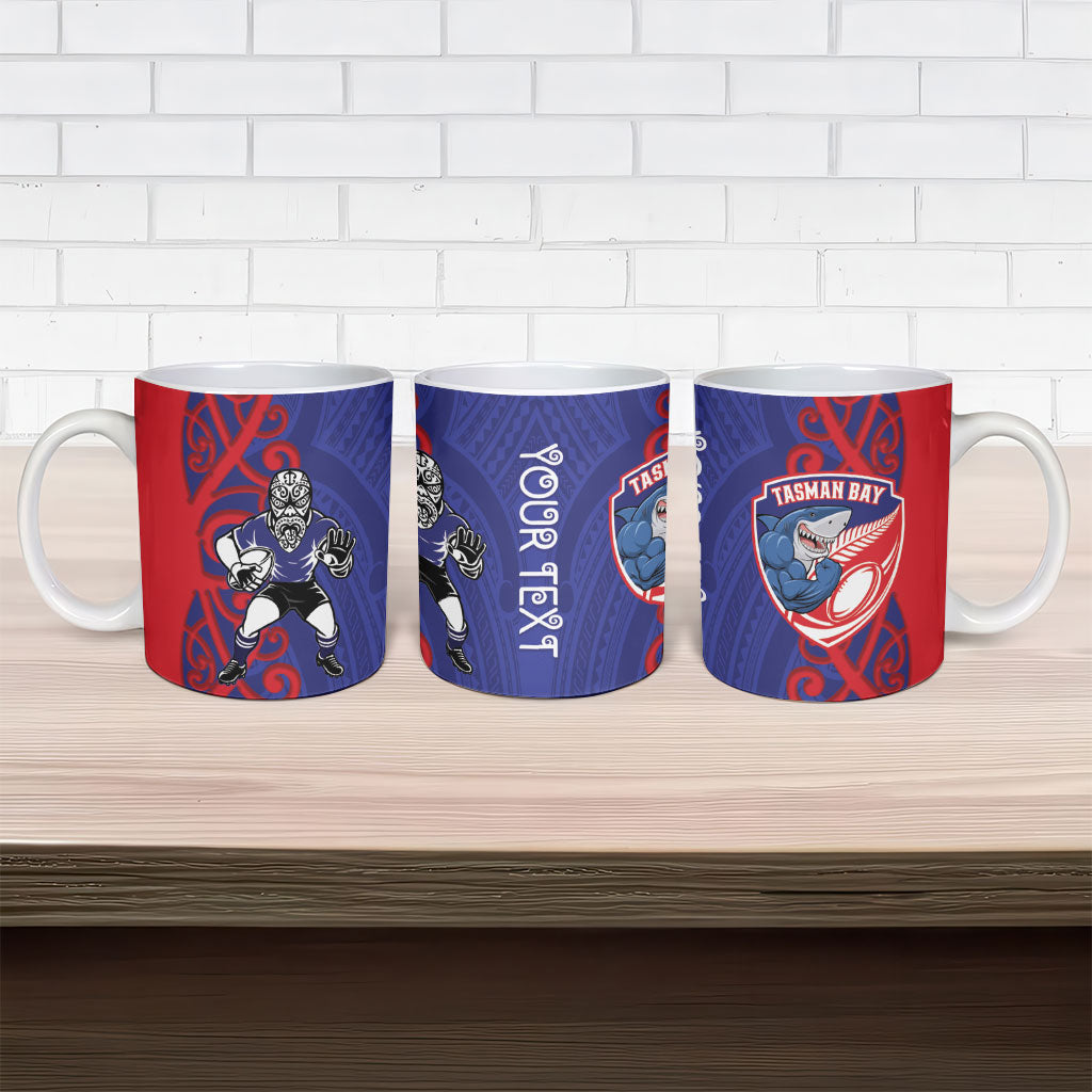 Tasman Custom Rugby New Zealand Ceramic Mug Aotearoa Maori Pukana Tiki Mascot
