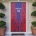 Tasman Custom Rugby New Zealand Door Cover Aotearoa Maori Pukana Tiki Mascot