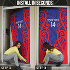 Tasman Custom Rugby New Zealand Door Cover Aotearoa Maori Pukana Tiki Mascot