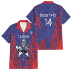 Tasman Custom Rugby New Zealand Family Matching Tank Maxi Dress and Hawaiian Shirt Aotearoa Maori Pukana Tiki Mascot