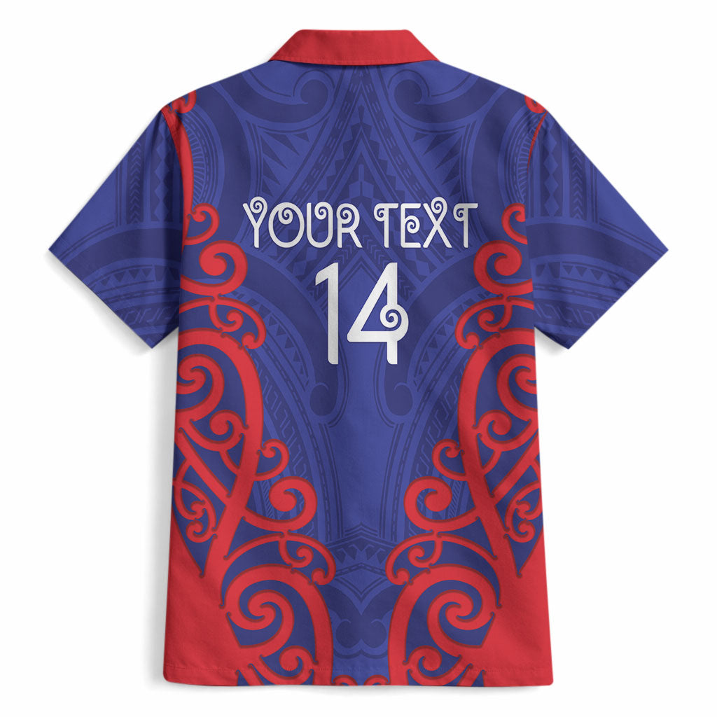 Tasman Custom Rugby New Zealand Hawaiian Shirt Aotearoa Maori Pukana Tiki Mascot