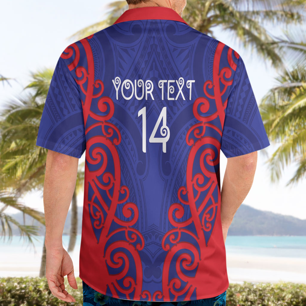 Tasman Custom Rugby New Zealand Hawaiian Shirt Aotearoa Maori Pukana Tiki Mascot