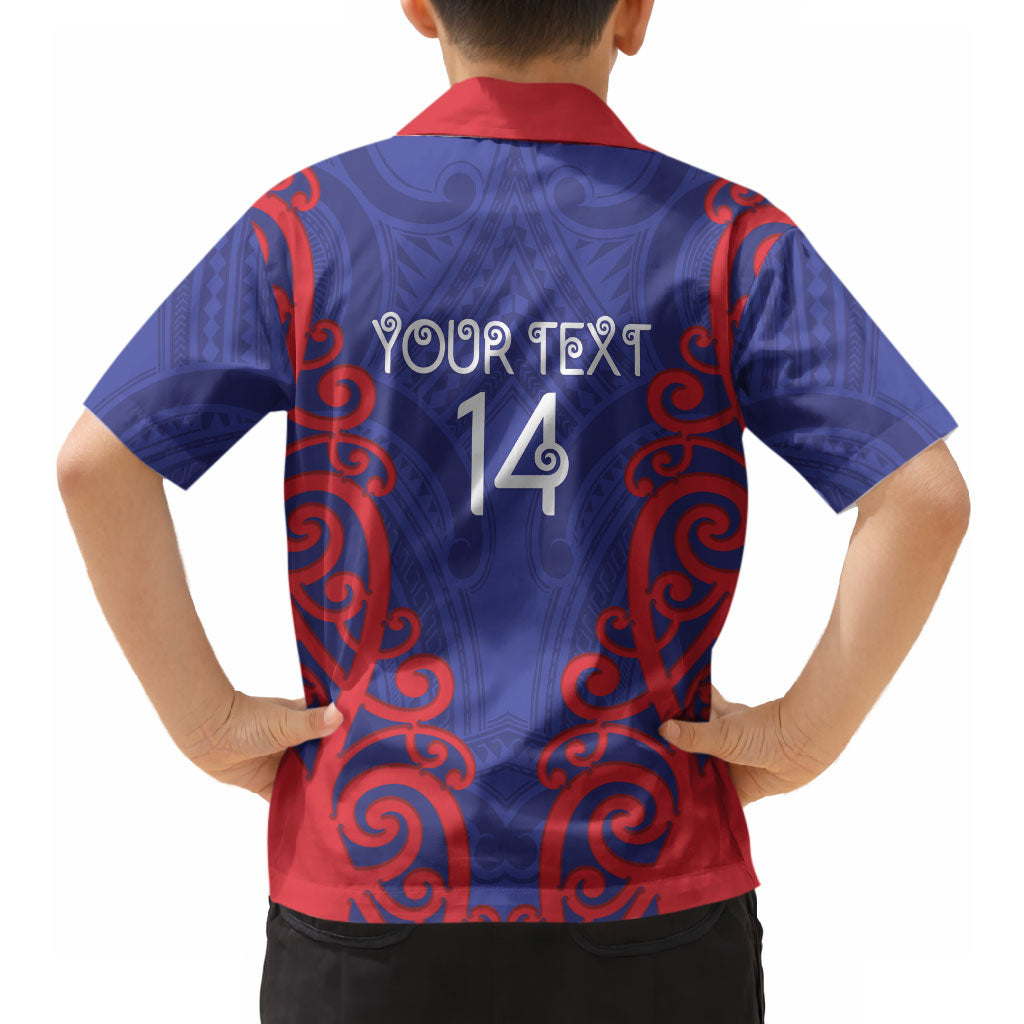 Tasman Custom Rugby New Zealand Hawaiian Shirt Aotearoa Maori Pukana Tiki Mascot