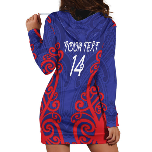 Tasman Custom Rugby New Zealand Hoodie Dress Aotearoa Maori Pukana Tiki Mascot