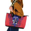Tasman Custom Rugby New Zealand Leather Tote Bag Aotearoa Maori Pukana Tiki Mascot