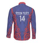Tasman Custom Rugby New Zealand Long Sleeve Button Shirt Aotearoa Maori Pukana Tiki Mascot