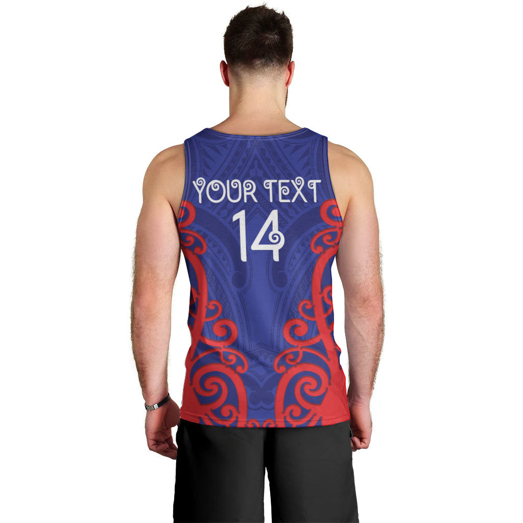 Tasman Custom Rugby New Zealand Men Tank Top Aotearoa Maori Pukana Tiki Mascot