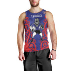 Tasman Custom Rugby New Zealand Men Tank Top Aotearoa Maori Pukana Tiki Mascot
