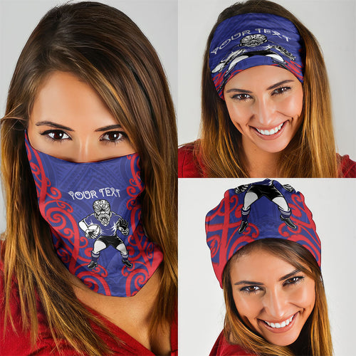 Tasman Custom Rugby New Zealand Neck Gaiter Aotearoa Maori Pukana Tiki Mascot