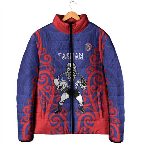 Tasman Custom Rugby New Zealand Padded Jacket Aotearoa Maori Pukana Tiki Mascot