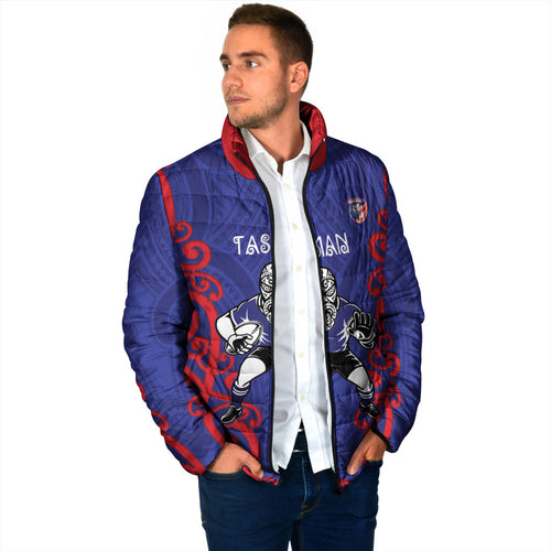 Tasman Custom Rugby New Zealand Padded Jacket Aotearoa Maori Pukana Tiki Mascot
