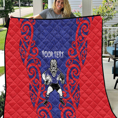 Tasman Custom Rugby New Zealand Quilt Aotearoa Maori Pukana Tiki Mascot