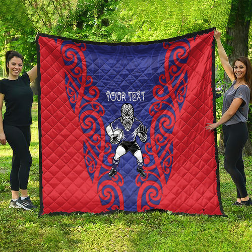 Tasman Custom Rugby New Zealand Quilt Aotearoa Maori Pukana Tiki Mascot