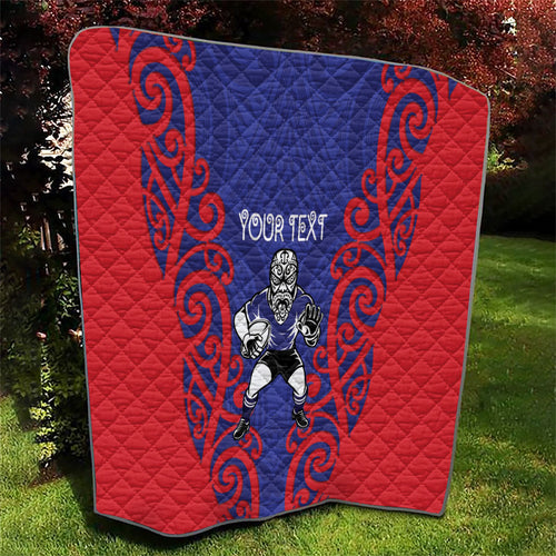 Tasman Custom Rugby New Zealand Quilt Aotearoa Maori Pukana Tiki Mascot