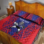 Tasman Custom Rugby New Zealand Quilt Bed Set Aotearoa Maori Pukana Tiki Mascot