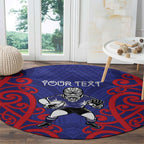Tasman Custom Rugby New Zealand Round Carpet Aotearoa Maori Pukana Tiki Mascot