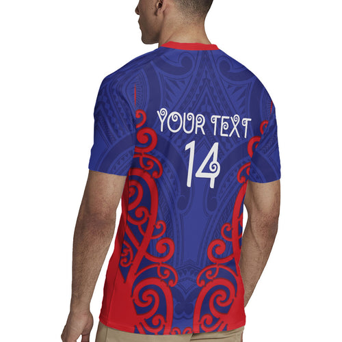 Tasman Custom Rugby New Zealand Rugby Jersey Aotearoa Maori Pukana Tiki Mascot