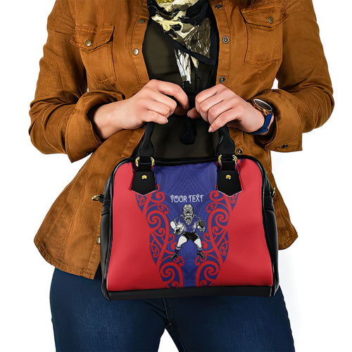 Tasman Custom Rugby New Zealand Shoulder Handbag Aotearoa Maori Pukana Tiki Mascot