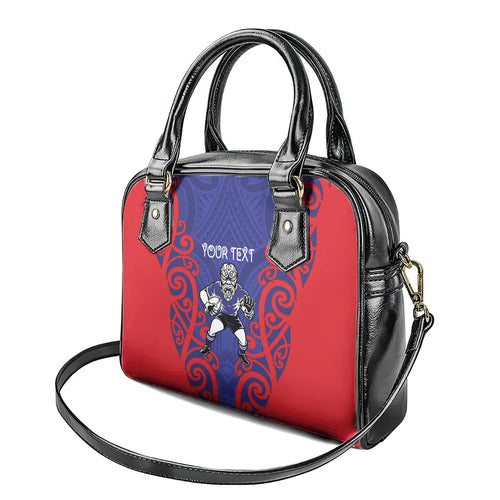 Tasman Custom Rugby New Zealand Shoulder Handbag Aotearoa Maori Pukana Tiki Mascot