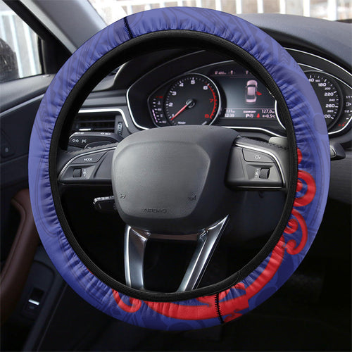 Tasman Rugby New Zealand Steering Wheel Cover Aotearoa Maori Pukana Tiki Mascot