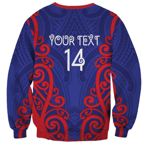 Tasman Custom Rugby New Zealand Sweatshirt Aotearoa Maori Pukana Tiki Mascot