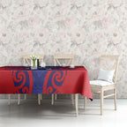 Tasman Custom Rugby New Zealand Tablecloth Aotearoa Maori Pukana Tiki Mascot