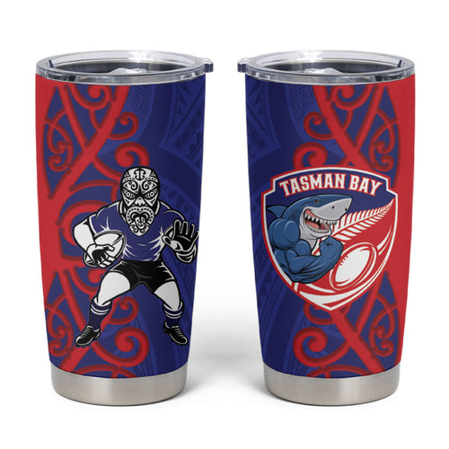 Tasman Custom Rugby New Zealand Tumbler Cup Aotearoa Maori Pukana Tiki Mascot